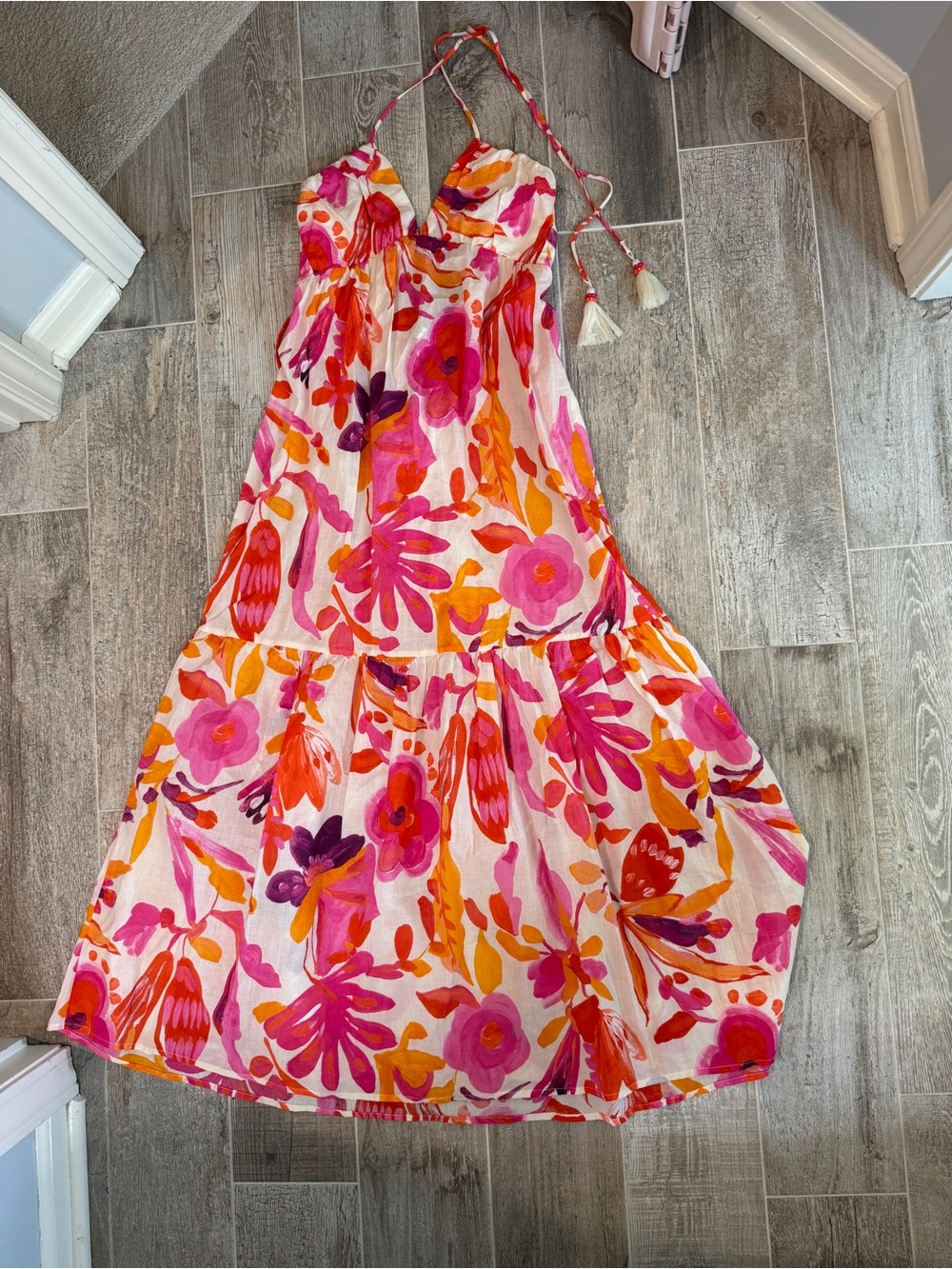 Zara Pink Orange Floral Maxi Dress